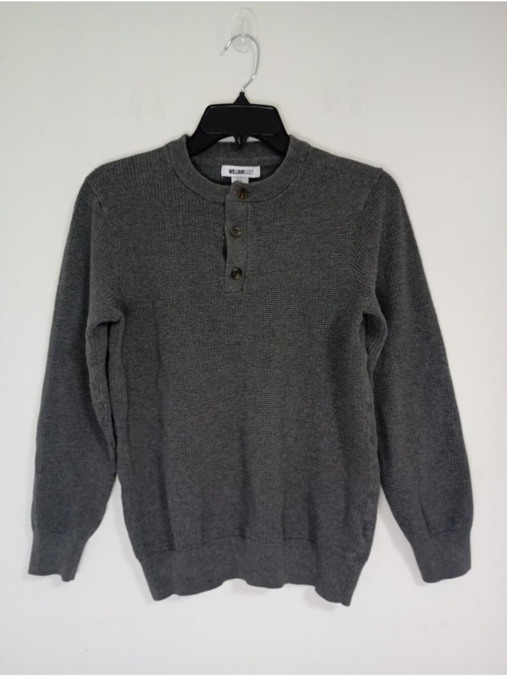 William Rast Mens Gray Waffle Knit Henley Sweater Size Small Cotton